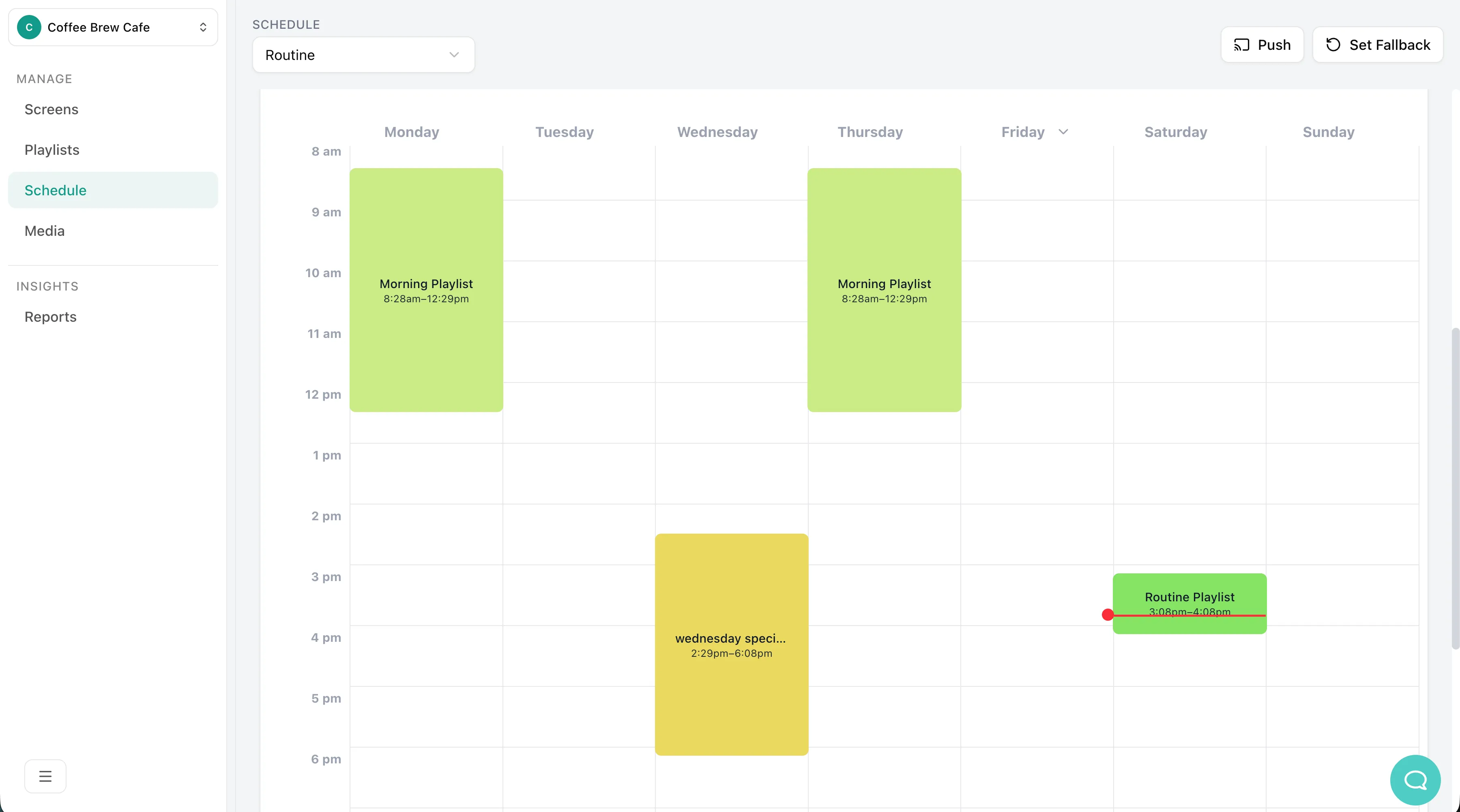 Yugna Visual Schedule showing a calendar grid